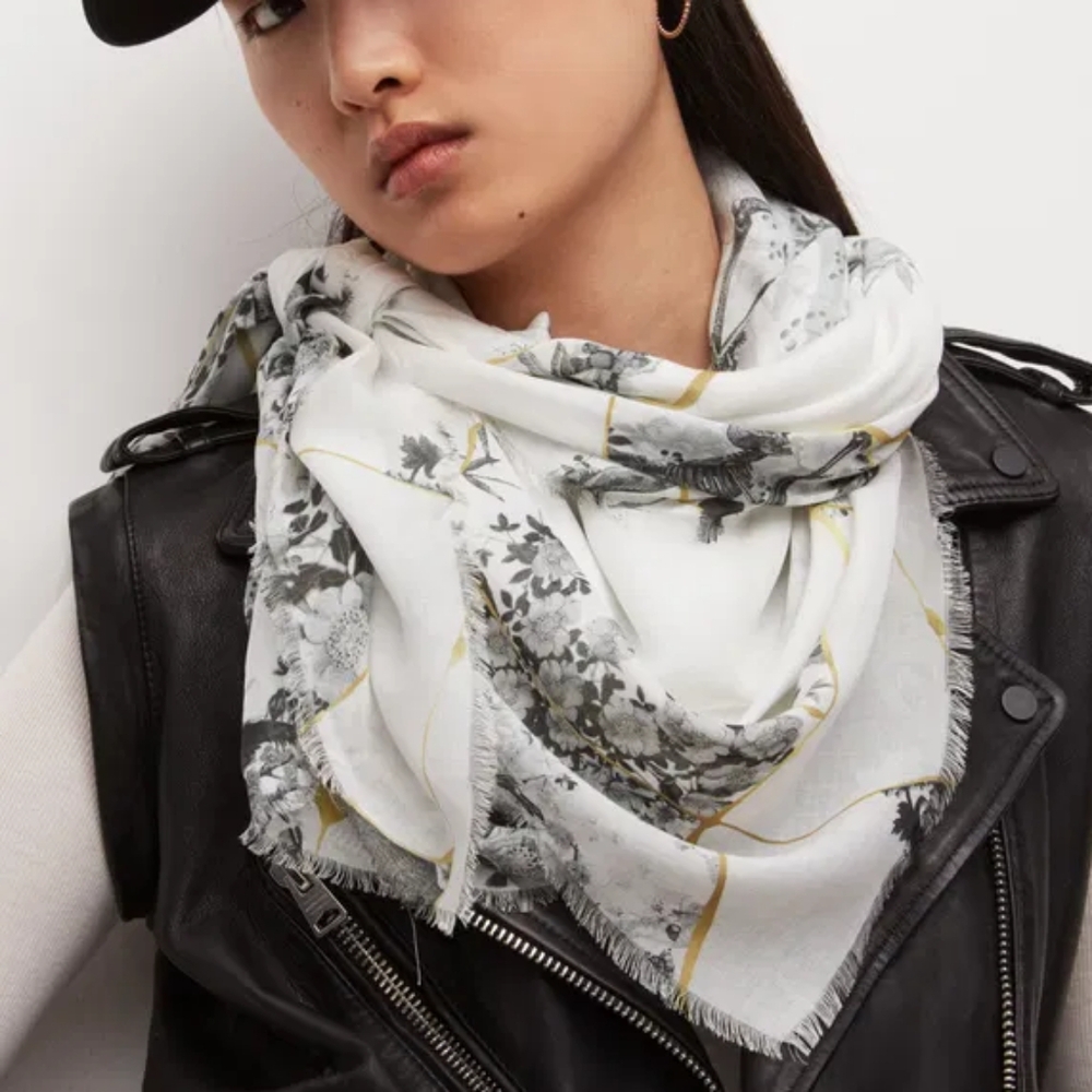 ALLSAINTS Buruberu Skull Large Square Scarf